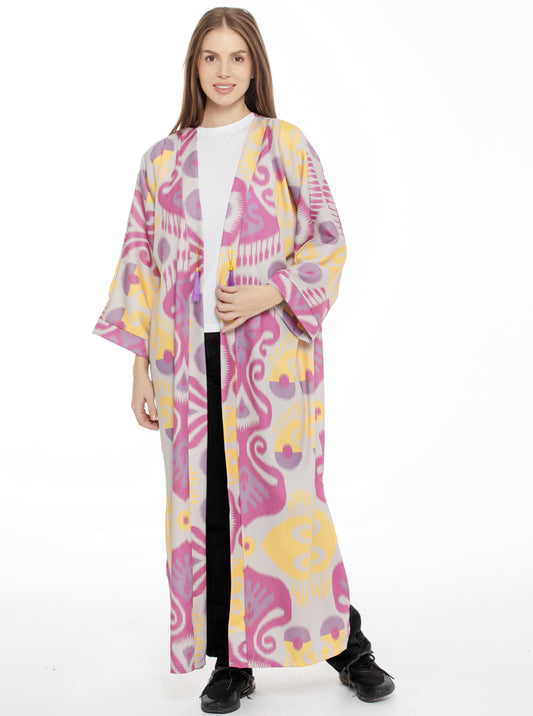 Long adras robe chapan for women made of cotton and silk