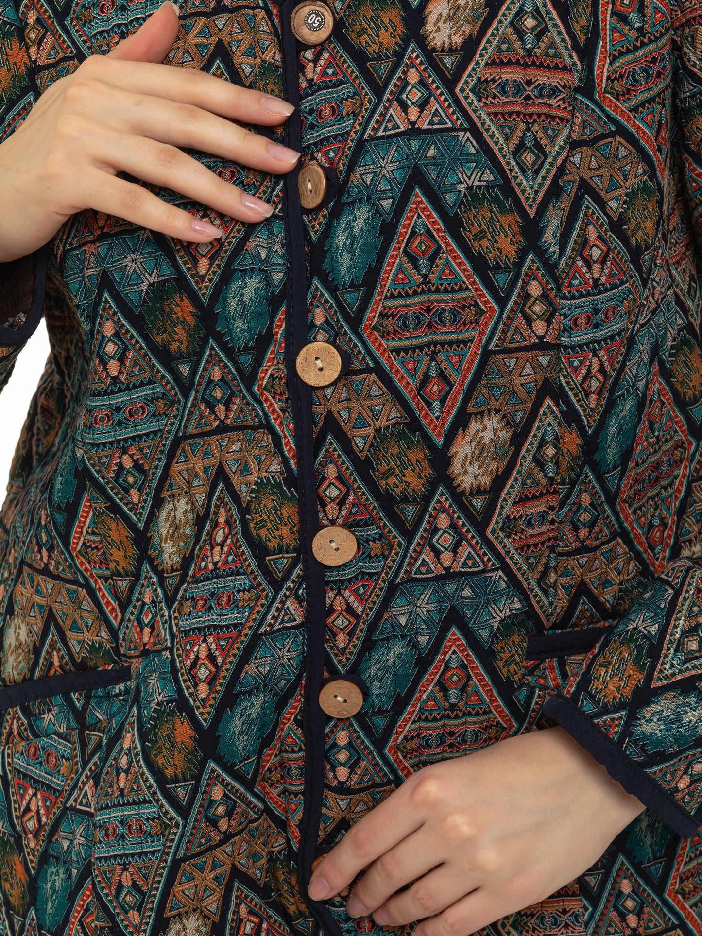 asian jacket pyramid, cotton jacket, oriental print, hand made blazer