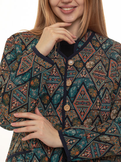 asian jacket pyramid, cotton jacket, oriental print, hand made blazer