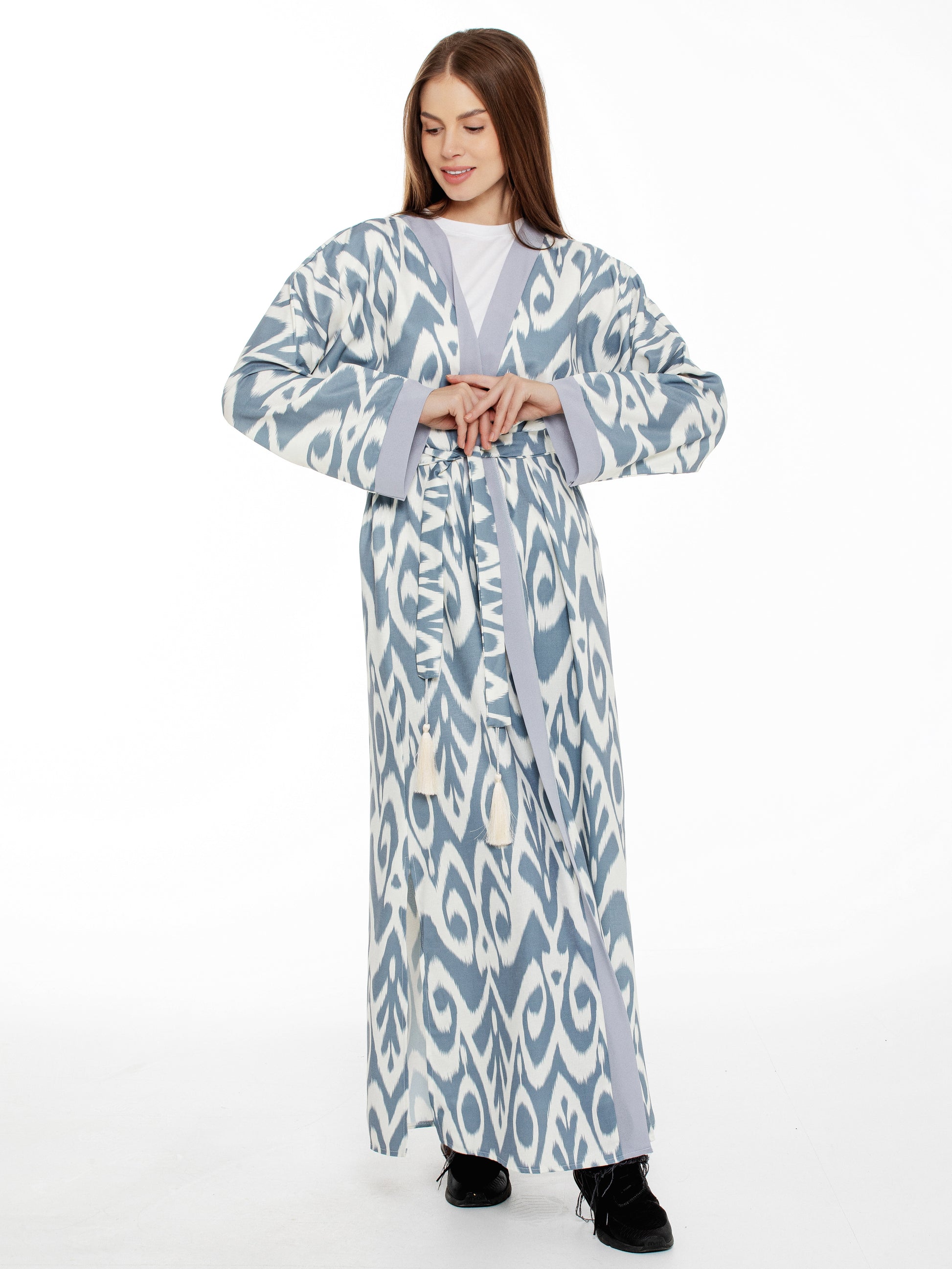 Silk and cotton kimono, long adras robe, ikat dress, presents from Samarkand