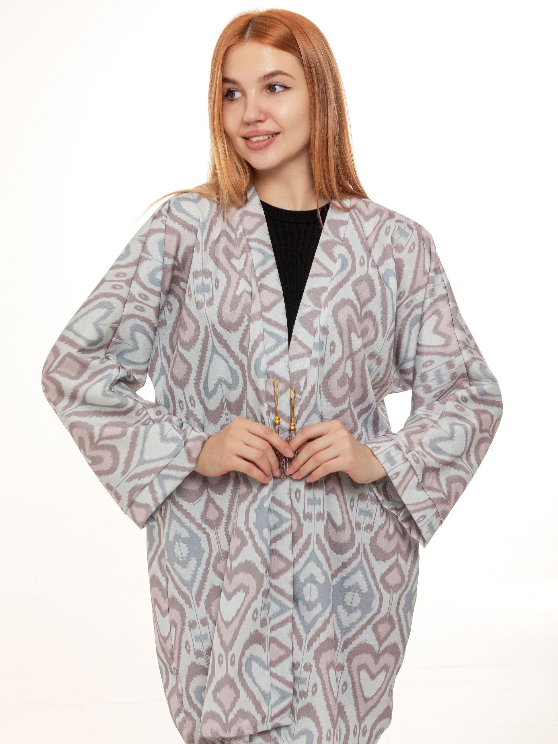 Adras short robe, generic uzbek chapan adras robe made of silk, cotton, bamboo, adras dress, silk jacket